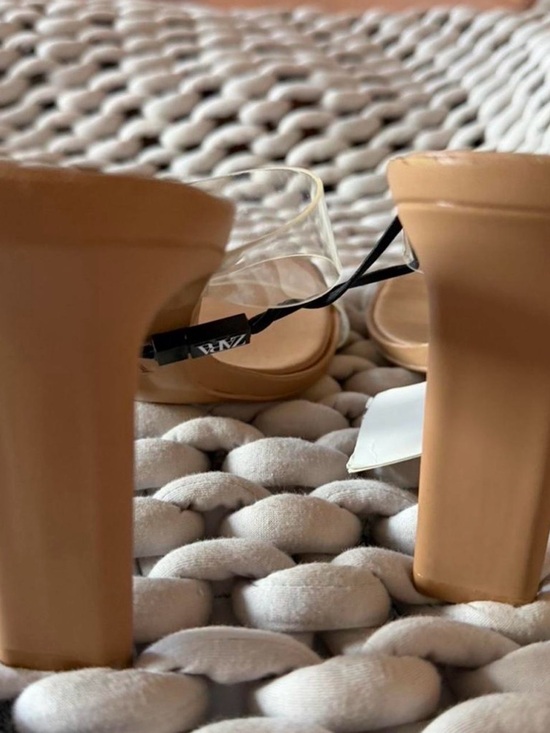 Zara Clear PVC Sandals with Rhinestone Buckle in Tan - Picture 5 of 9